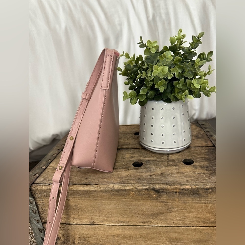 SAMARA Pink Peony Vegan Leather Medium Shoulder Crossbody Bag Purse - Picture 5 of 9